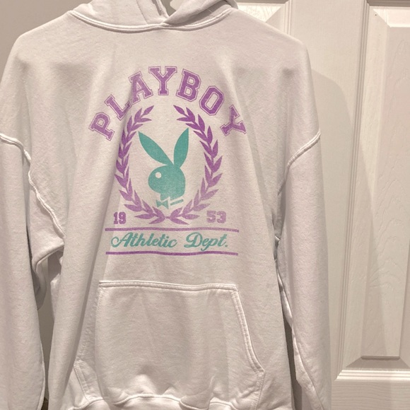 White And Purple Playboy Hoodie 